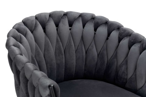 KRZESŁO WELUROWE PLECIONE COFTON BLACK VELVET GRAFITOWY