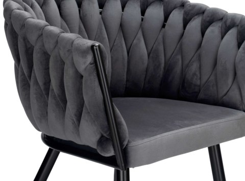KRZESŁO WELUROWE PLECIONE COFTON BLACK VELVET GRAFITOWY