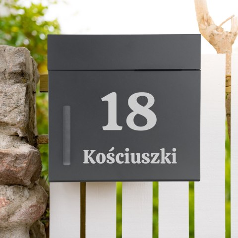 SKRZYNKA POCZTOWA NA LISTY JEREZ ANTRACYT Z NAPISAMI