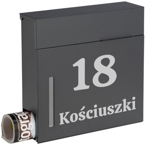 SKRZYNKA POCZTOWA NA LISTY JEREZ ANTRACYT Z NAPISAMI