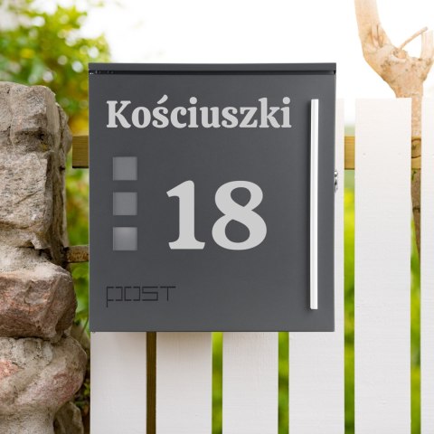 SKRZYNKA POCZTOWA NA LISTY MILUZ ANTRACYT Z NAPISAMI