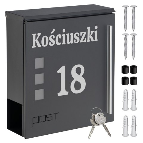 SKRZYNKA POCZTOWA NA LISTY MILUZ ANTRACYT Z NAPISAMI