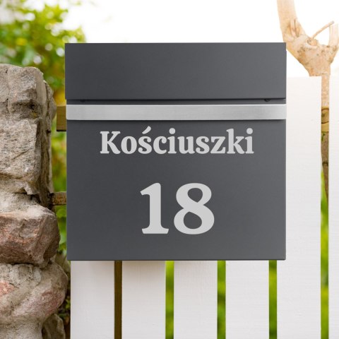 SKRZYNKA POCZTOWA NA LISTY NORTON ANTRACYT Z NAPISAMI