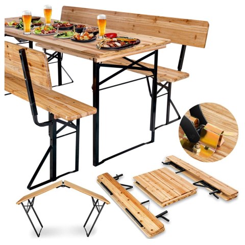 ZESTAW OGRODOWY STALOWO-DREWNIANY PORTER 175 CM STÓŁ+ 2 ŁAWKI
