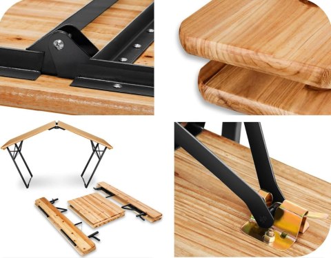 ZESTAW OGRODOWY STALOWO-DREWNIANY PORTER 175 CM STÓŁ+ 2 ŁAWKI