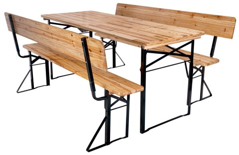 ZESTAW OGRODOWY STALOWO-DREWNIANY PORTER 175 CM STÓŁ+ 2 ŁAWKI