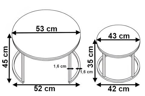 Zestaw dwóch stolików Biały Galen Small Czarny Marmur