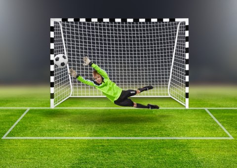 BRAMKA PIŁKARSKA PRO 300 X 200 CM BIAŁO-CZARNA