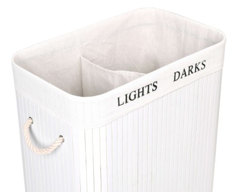 KOSZ BAMBUSOWY Z POKRYWĄ 100L 2 KOMORY BIAŁY