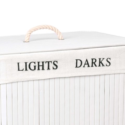 KOSZ BAMBUSOWY Z POKRYWĄ 100L 2 KOMORY BIAŁY