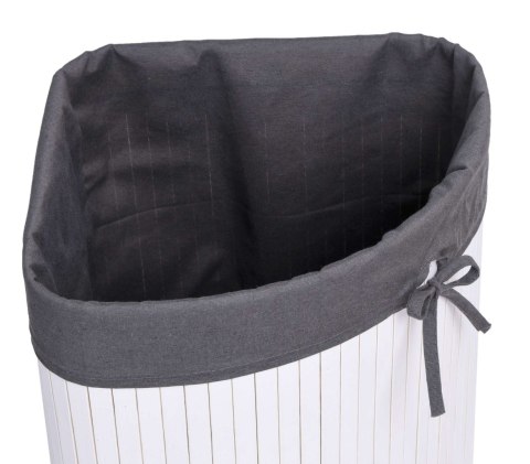 KOSZ NAROŻNY NA PRANIE BAMBUSOWY Z POKRYWĄ BIAŁO-SZARY