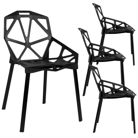 KRZESŁA AŻUROWE VECTOR KOMPLET 4 SZTUKI CZARNE