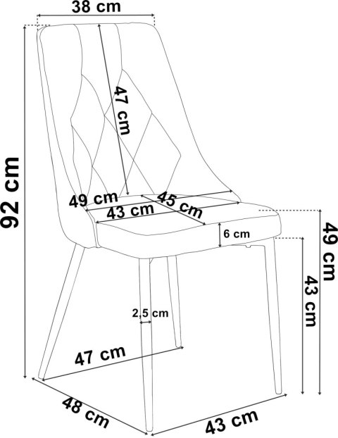 KRZESŁO LINCOLN VELVET TAPICEROWANE CZARNY AKSAMIT