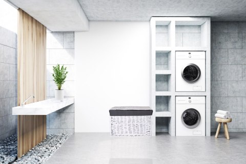 KUFER WIKLINOWY 66X40X40 CM - 105L - BIAŁO-SZARY