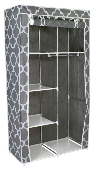 SZAFA TEKSTYLNA Z PÓŁKAMI MIRA- SZARA