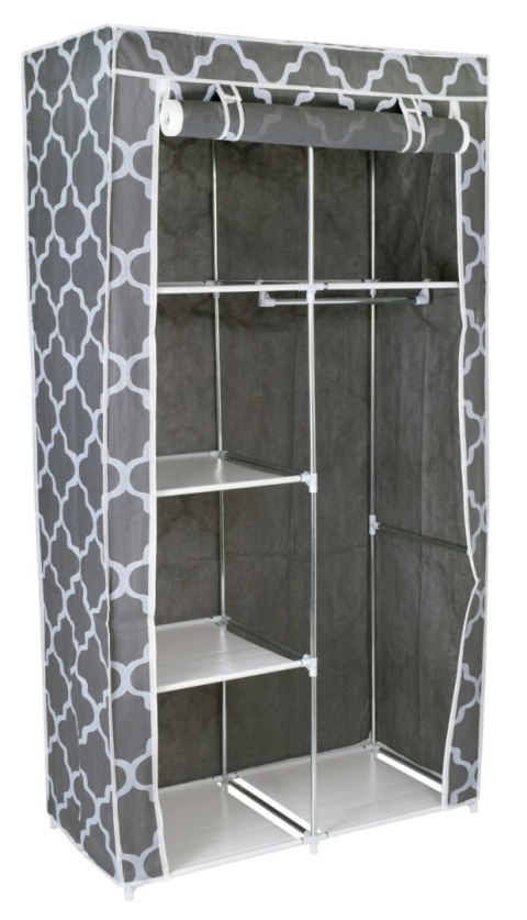 SZAFA TEKSTYLNA Z PÓŁKAMI MIRA- SZARA