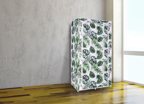 SZAFKA TEKSTYLNA Z 6 PÓŁKAMI MIRA MONSTERA - BIAŁO-ZIELONA