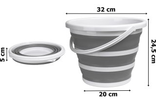 WIADERKO SKŁADANE 32CM BIAŁO-SZARE ASMAR 10 LITRÓW COMPACT