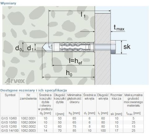 DYBEL UNIVERSALNY WKRĘT ŁEB SZEŚCIOKĄTNY GXS 14/100MM DYBEL UNIVERSALNY WKRĘT ŁEB SZEŚCIOKĄTNY GXS 14/100MM