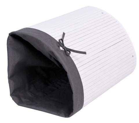 KOSZ NAROŻNY NA PRANIE BAMBUSOWY Z POKRYWĄ BIAŁO-SZARY