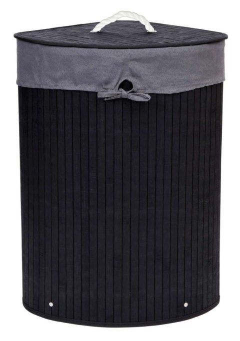 KOSZ NAROŻNY NA PRANIE BAMBUSOWY Z POKRYWĄ CZARNY
