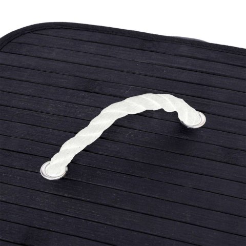 KOSZ NAROŻNY NA PRANIE BAMBUSOWY Z POKRYWĄ CZARNY