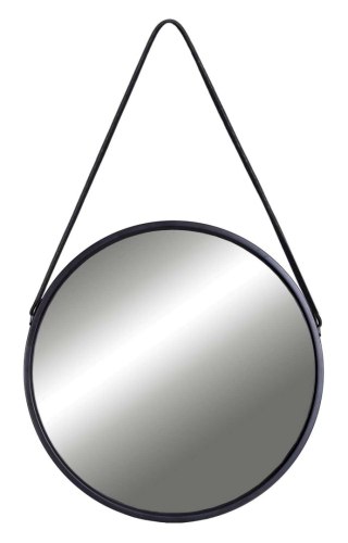LUSTRO OKRĄGŁE KAPITAŃSKIE NA PASKU MIRAGE 60 CM CZARNE