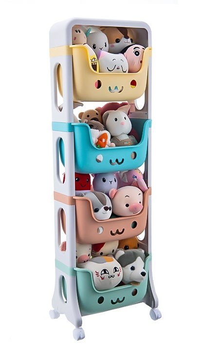 PLASTIKOWY REGAŁ NA KÓŁKACH BOBBY 4 PÓŁKI