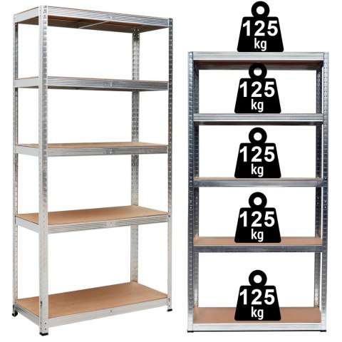 REGAŁ MAGAZYNOWY 5 POZIOMÓW 625 KG 150 X 75 X 30 CM