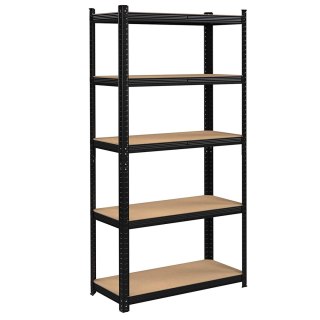 REGAŁ MAGAZYNOWY 5 POZIOMÓW CZARNY 875 KG 180 X 90 X 40 CM
