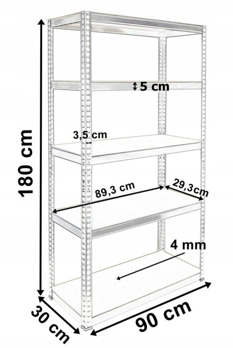 REGAŁ MAGAZYNOWY CONOR CZARNY 875 KG 180 X 90 X 30 CM