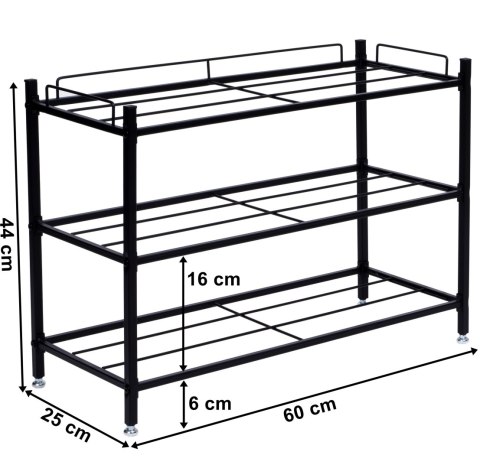 REGAŁ NA BUTY LOFT VIENA 3 POZIOMY CZARNA