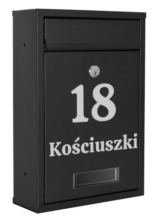 SKRZYNKA POCZTOWA NA LISTY GUSTAV CZARNA Z NAPISAMI