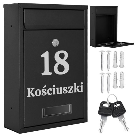 SKRZYNKA POCZTOWA NA LISTY GUSTAV CZARNA Z NAPISAMI
