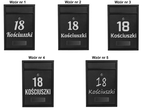 SKRZYNKA POCZTOWA NA LISTY GUSTAV CZARNA Z NAPISAMI