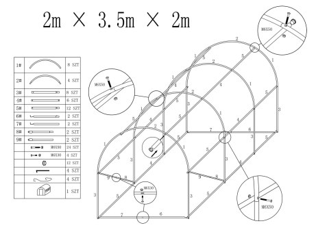 TUNEL FOLIOWY - SZKLARNIA OGRODOWA AUREA 2X3,5M