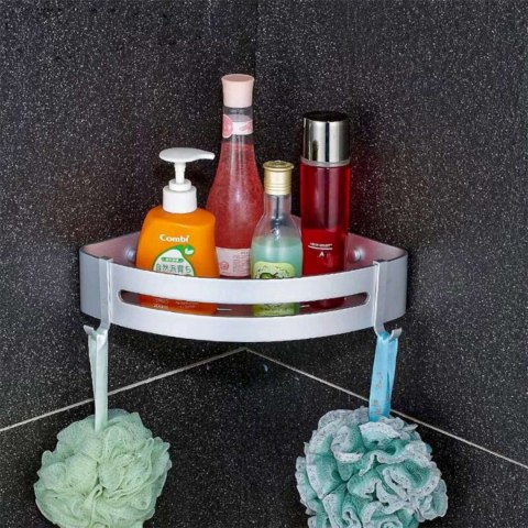 ZESTAW 2 PÓŁEK ŁAZIENKOWYCH NAROŻNYCH MYZEA SREBRNA