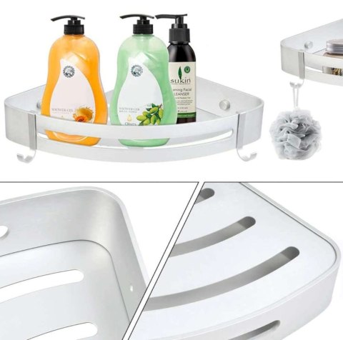 ZESTAW 2 PÓŁEK ŁAZIENKOWYCH NAROŻNYCH MYZEA SREBRNA