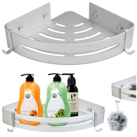 ZESTAW 2 PÓŁEK ŁAZIENKOWYCH NAROŻNYCH MYZEA SREBRNA