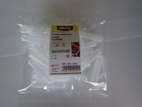 TULEJA SIATKOWA PLASTIKOWA DO ŻYWIC 12*60MM 20SZT TULEJA SIATKOWA PLASTIKOWA DO ŻYWIC 12*60MM 20SZT