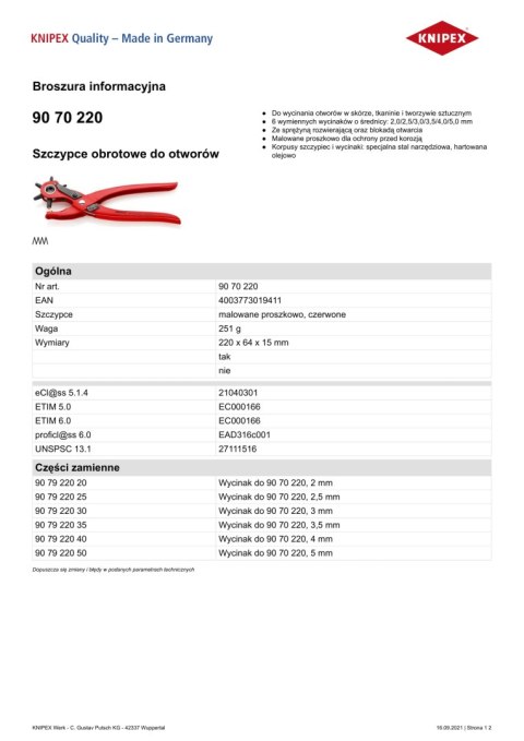 DZIURKACZ REWOLWEROWY 220MM DZIURKACZ REWOLWEROWY 220MM