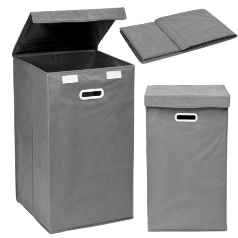 KOSZ NA PRANIE TEKSTYLNY 60L Z POKRYWĄ EGER ANTRACYT