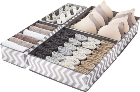 ORGANIZERY SKUFF SZARO-BIAŁE KOMPLET 4 SZTUK