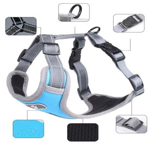 SZELKI TRENINGOWE SPACEROWE DLA PSA ASTRO BŁĘKITNE ROZMIAR M