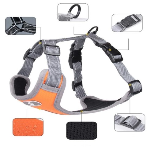 SZELKI TRENINGOWE SPACEROWE DLA PSA ASTRO POMARAŃCZOWE ROZMIAR L