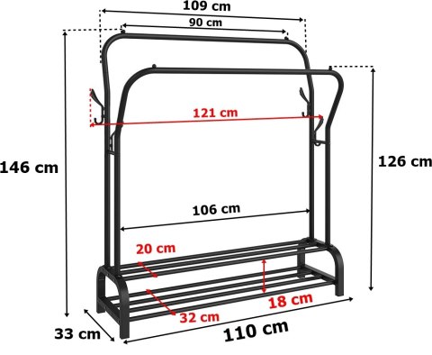 WIESZAK STOJĄCY LOFTOWY LARY CZARNY