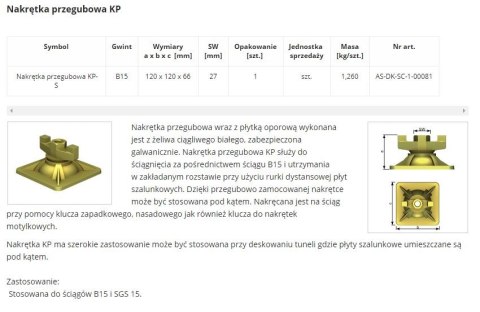NAKRĘTKA PRZEGUBOWA KP-S B15 NAKRĘTKA PRZEGUBOWA KP-S B15