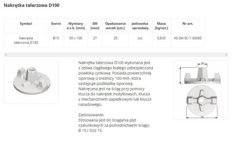 NAKRĘTKA TALERZOWA D100 NAKRĘTKA TALERZOWA D100