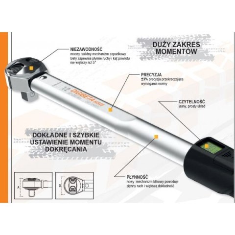 KLUCZ DYNAMOMETRYCZNY 20-100NM 3/8'' KLUCZ DYNAMOMETRYCZNY 20-100NM 3/8''