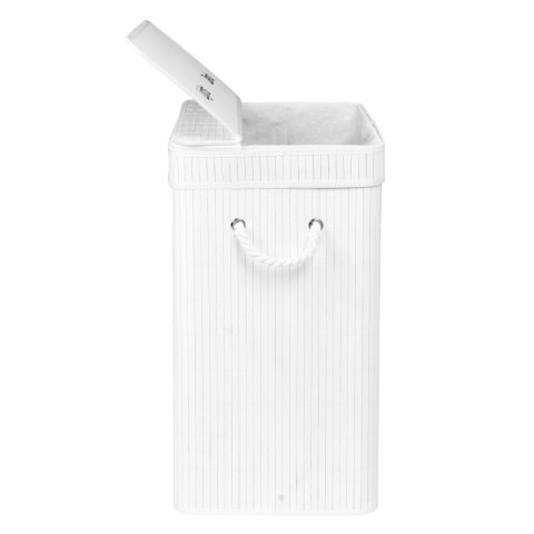 KOSZ NA PRANIE BAMBUSOWY Z POKRYWĄ 100L BIAŁY